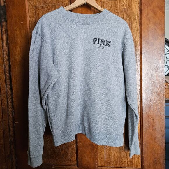 PINK Victoria’s Secret Heather Gray Bold Logo Sweatshirt Women’s Medium Cozy Pul - Picture 1 of 6